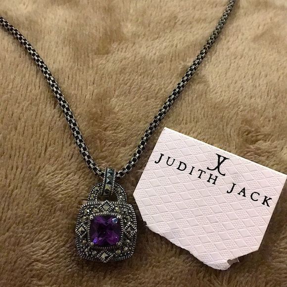 JUDITH JACK Amethyst Marcasite Sterling Necklace - Picture 14 of 16